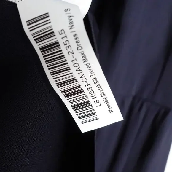 New Quince Silk Tiered Maxi Dress Women’s Small Navy Blue Maxi 4655 - Picture 10 of 11